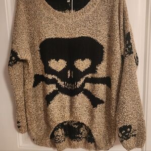 Miracle Black and Cream Skull Knit Sweater